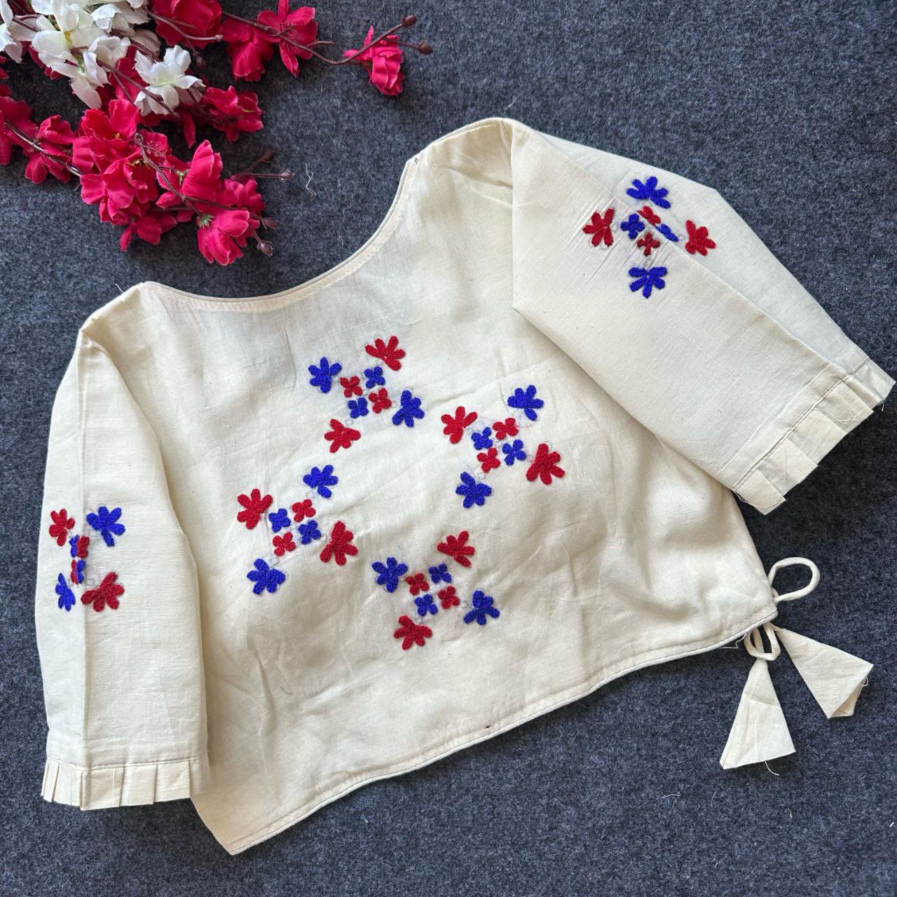 Designer Khadi Cotton Angrakha Style Blouse